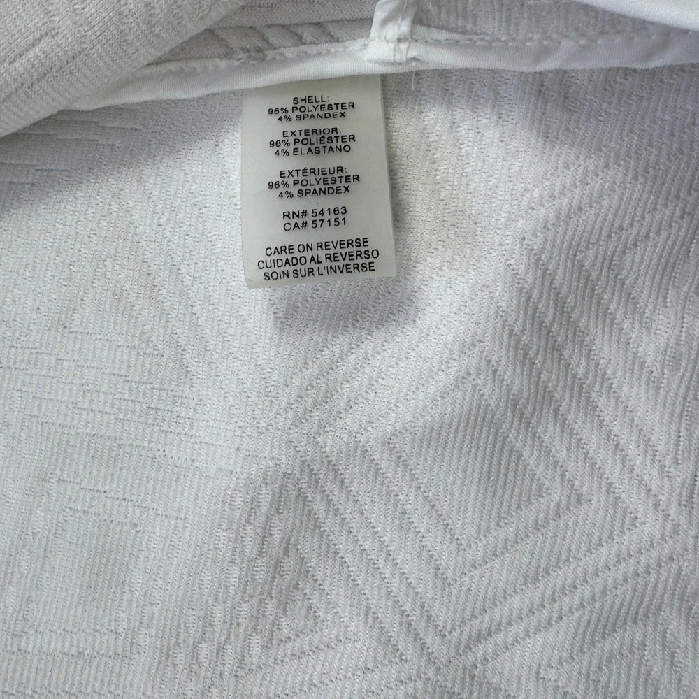 Calvin Klein White Quilted Geometric Pattern Coat Womens 16 Blazer Jacket Open‎